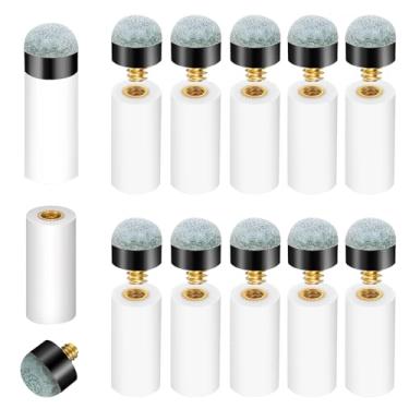 Imagem de Ymapinc Kit de substituição de 10 pontas de bastão de piscina com virolas brancas para taco de sinuca, pontas de taco de bilhar rosqueadas, pontas de piscina duráveis para bastões de piscina, kit de