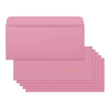 Imagem de Envelopes de negócios, pacote com 200 envelopes rosa nº 10, aba quadrada padrão, selo gomado, perfeito para convites, escritório, cheques, cartas, correspondência, artesanato, impressão, sem janelas,