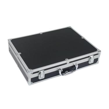 Imagem de Generic Caixa de ferramentas de liga de alumínio, maleta de transporte com alça, estojo de armazenamento rígido, resistente e versátil, mala de transporte, Preto