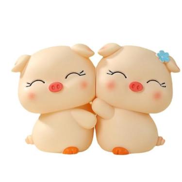 Imagem de Jaugufiy Conjunto de 2 cofrinhos de animais de desenho animado, cofrinho de animais fofos, caixa de dinheiro, presentes para crianças (porco)