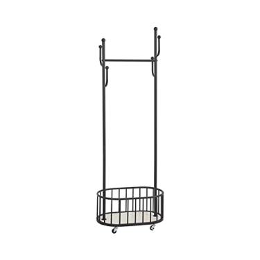 Imagem de Cabide de pé cabide tipo chão para casa, cabide suspenso para roupa para quarto, cabide para roupa para casa e sala de estar com rodas, pode mover o cabide cabide de pé (preto