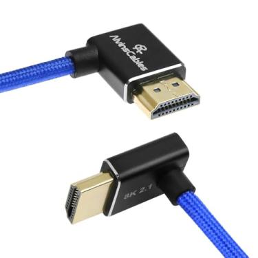 Imagem de Alvin's Cables Cabo HDMI 2.1 8K 48Gbps 8K @60Hz 4K@120Hz Cabo espiral trançado de alta velocidade para Sony FS5 FS7 FX9, BMPCC, para Canon C300 C500, para Atomos Ninja, para Feelworld, ângulo direito
