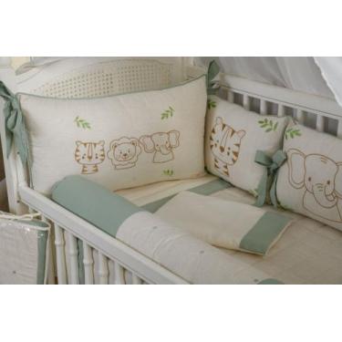 Imagem de Kit Berço Americano Menino  Aventura na Selva Verde 3 Bordado Algodão 