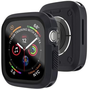 Imagem de D & K Exclusives Capa compatível com Apple Watch 40 mm, capa protetora esportiva para iWatch feminino, masculino, crianças, GPS, iWatch Series 6/5/4/SE, azul, preto