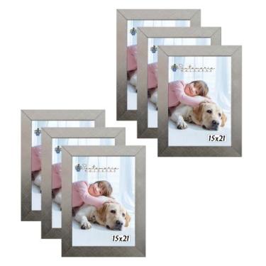 Imagem de Kit 6 Molduras Porta Retrato 15X21 Prateado - Santamaria Molduras