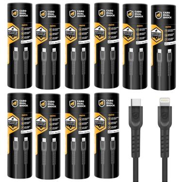 Imagem de Cabo Dual Shock Lightning / Type C - Preto - 1,2m - no Atacado - Caixa Fechada 10 Unidades - Gshield