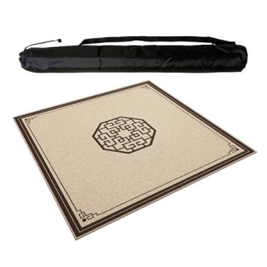 Imagem de Grande Tapete Quadrado De Mahjong, Toalha De Mesa Antiderrapante Com Redução De Ruído E Bolsa De Transporte, Capa De Mesa Para Mah Jong, Pôquer, Cartas E Jogos De Azulejo(Khaki 3,60x60 cm/23.62x23.62
