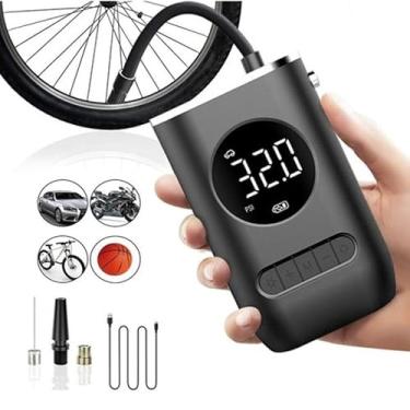 Imagem de Calibrador Compressor Bomba De Ar Portátil Digital com Lanterna LED para Encher Pneus de Carro, Moto, Bike, Bicicleta, Bola e Piscina Inflável