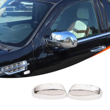 Imagem de Tampa do espelho retrovisor da porta do carro compatível com Cadillac Escalade 2007-2014, acessórios de acabamento da tampa do espelho retrovisor lateral do carro ABS (prata)