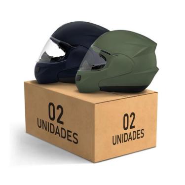 Imagem de Kit 2 Capacetes Escamoteáveis Pro Tork Attack Elite Fosco Moto Proteçã