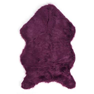 Imagem de Tapete de pele de carneiro faux munefe, tapete de área de tapete macio, tapete de piso para sofá de quarto decoração da sala de estar (Purplish)