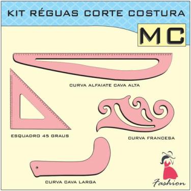 Imagem de Kit Réguas Corte Costura Modelagem Alfaiate 8036 MDF Fenix