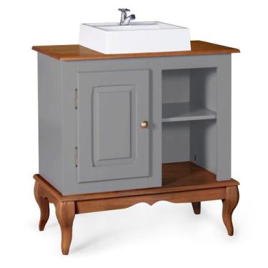 Imagem de Gabinete para Banheiro 1 Porta com Cuba Dália 3051 Linz Móveis, Cinza/