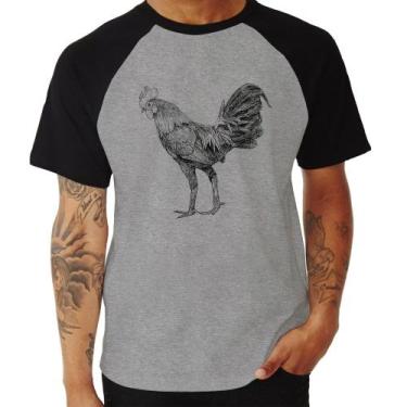 Imagem de Camiseta Raglan Galo Desenho - Foca na Moda, Cinza, Preto, GG