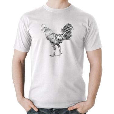Imagem de Camiseta Algodão Galo Desenho - Foca na Moda, Branco, G
