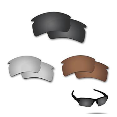 Imagem de Fiskr Lentes polarizadas de substituição para óculos de sol Oakley Flak 2.0 XL (OO9188) com resistência a impactos, proteção contra raios UV e proteção multifuncional (preto, prata e marrom)