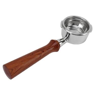 Imagem de Filtro portátil de aço inoxidável sem fundo para máquina de café, alça de orelha dupla, design sem fundo, calibre de 58 mm, para baristas profissionais (F Rosewood)