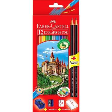 Imagem de Faber-Castell Ecolápis de Cor Sextavado Kit Escolar 12 Cores FSC + 2 Grafite