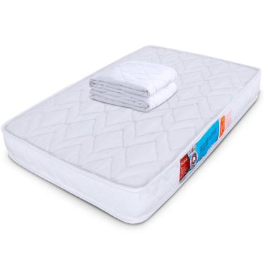 Imagem de Kit Colchão Chiqueirinho Cercadinho Mini Berço + Protetor Capa Impermeável 100x70x10cm - bf Colchões