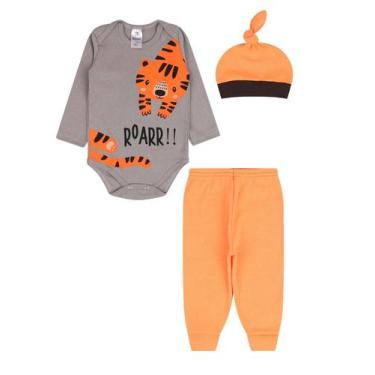 Imagem de Conjunto Bebê com Touca Tigre Laranja - Bykyko, M