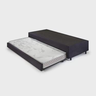 Imagem de Bicama Solteiro King 96x203x28cm Suede e Colchão Auxiliar D23 78x188x12 Ecoline