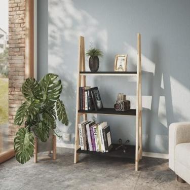 Imagem de Estante Escada Cavalete 3 Prateleiras Tropical Madeira Maciça Cabecasa Madeiramadeira