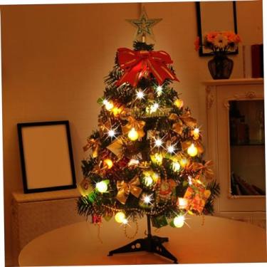 Imagem de Árvore de Natal de mesa, 1 conjunto de 61 cm com iluminação de LED, faça você mesmo, pequena árvore de Natal de PVC, para festas de escritório em casa, sem bateria, mini árvore de Natal pequena árvore