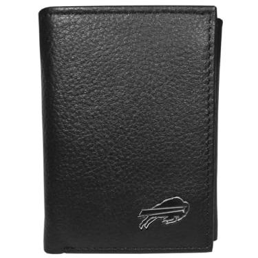 Imagem de Siskiyou Carteira esportiva com logotipo de couro Buffalo Bills, preta, tamanho único, Preto, One Size, Carteira dobrável com logotipo de couro Buffalo Bills