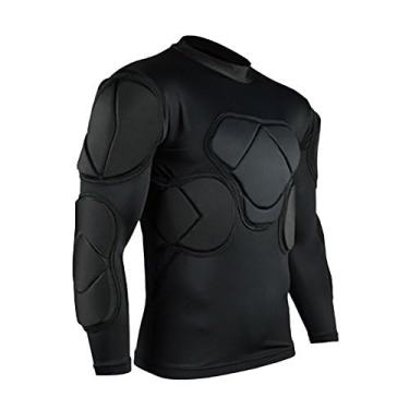 Imagem de Camisetas de compressão acolchoadas com proteção para o corpo TOPWISE, manga comprida, ombro canelado, protetor de peito, adequado para futebol, basquete, paintball, rugby, Parkour, exercício extremo, Long Sleeve Shirt, X-Large