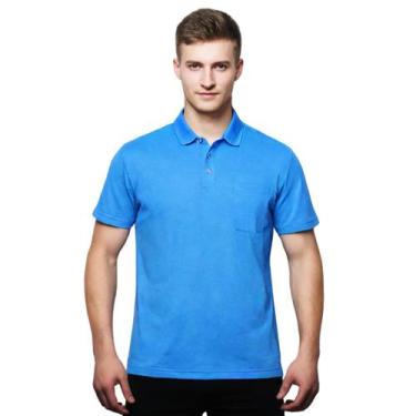 Imagem de Camisa Masculina Gola Polo Piquet Com Bolso - C&C, Azul turquesa, P