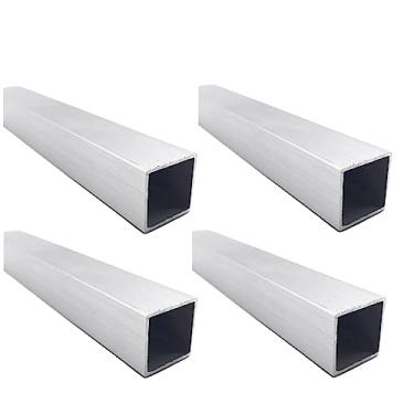 Imagem de Kwweeoo Tubo quadrado de alumínio 4 peças 50 mm x 50 mm x 100 mm espessura de parede de 5 mm, pacote com 4 tubos quadrados estruturais de alumínio 5 x 5 x 0,5 x 10 cm