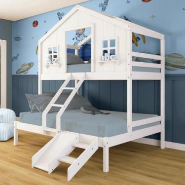 Imagem de Beliche Casal/ Solteiro Casinha dos Sonhos com Kit Escada/ Escorregado