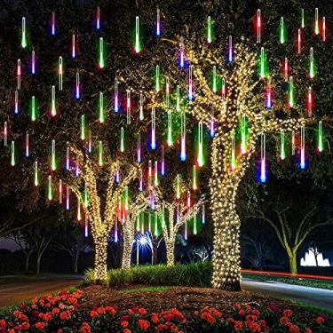 Imagem de U/S Luzes de chuva, luzes de chuva em cascata, 30 cm 360 LED 10 tubos à prova d'água luzes de gota de chuva decorativas de jardim para festa de casamento, decoração de árvore de Natal ao ar livre