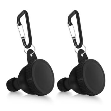 Imagem de Pacote com 2 recipientes portáteis de viagem de proteína em pó, funil de proteína em pó com mosquetão e tampas reforçadas, recipiente de garrafa de água para misturas de pós, funis de pré-treino