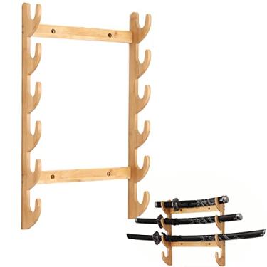 Imagem de Suporte de espada suporte de parede para espadas Katana | Suporte de solo multicamada para espadas, suporte para exibição de armas, gancho vertical para espadas, suporte para armas de artes marcia