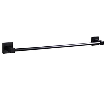 Imagem de DSeenLeap Toalheiro de banho único, trilho de barra de toalha de alumínio quadrado, varão de toalha montado na parede para banheiro ou cozinha, preto (70 cm)