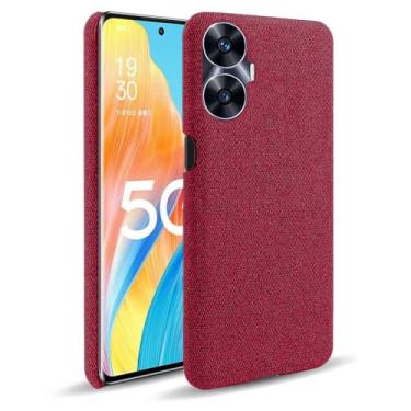 Imagem de Capa para OPPO Realme C55,Capa desenhada em lona,Case Protetora Ultrafina com Empunhadura Macia,Design em Tecido Antichoque e Antiarranhões-Red