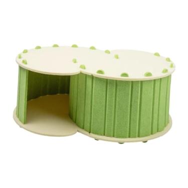 Imagem de Bothyi Caverna de gato de cama de túnel de gato com 2 buracos durante toda a temporada Hideaway Nest Playground Breathable confortável e confortável casa de, Verde