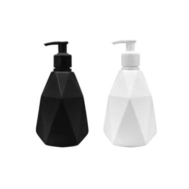 Imagem de Kit 2 Porta Sabonete Líquido 500ml Diamante com Pump Trava(1 BRANCO 1 PRETO)