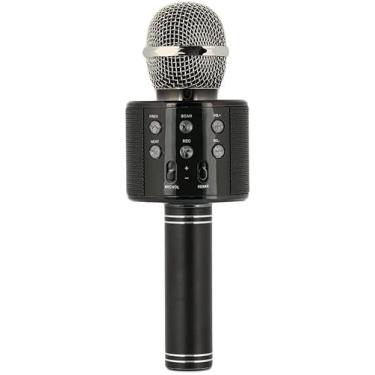 Imagem de Microfone Bluetooth Sem Fio Carregamento via USB Máquina Karaoke Cantante Com Luzes LED Muda Voz Recarregável (Preto)