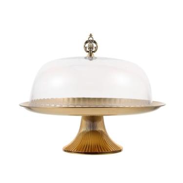 Imagem de Suporte para Bolo Suporte para bolo com bandeja de sobremesas em formato de cúpula para casamento, suporte alto para exposição de bolos de 12 polegadas Suporte para Sobremesa
