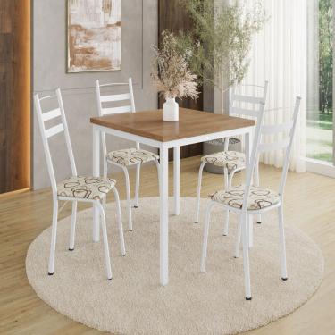 Imagem de Conjunto para Cozinha 90x90 com 4 Cadeiras Branco/Madeira Cedro/ Demolição