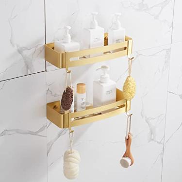 Imagem de Prateleira Divisora De Banheiro Prateleira De Banheiro Prateleira De Canto Montada Na Parede Saboneteira De Banheiro De Alumínio Dourado Escovado Prateleira De Chuveiro De Ban, Brushed Gold 5