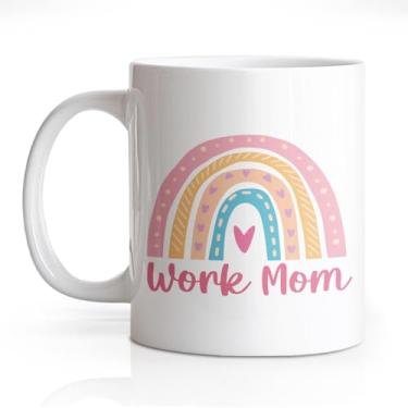 Imagem de DYJYBMY Caneca Work Mom, caneca de café de coração quente, copo de trabalho engraçado, presentes de agradecimento inspiradores para colega de trabalho chefe mulheres amigas, presentes motivacionais