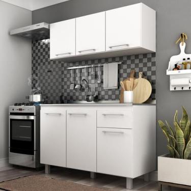 Imagem de Cozinha Compacta Lara 6 Portas 1 Gaveta Branco - Jcarvalho, Moderno, B