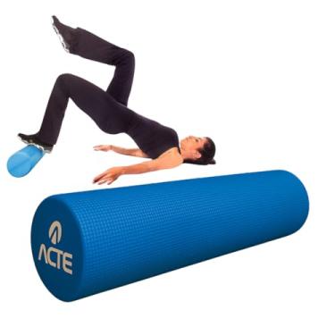 Imagem de Rolo de Exercícios em EVA, Azul, para Pilates e Yoga