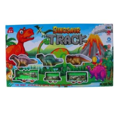 Imagem de Trem Elétrico com Trilhos e Dinossauros, 2,30m de Percurso, 3 Vagões, 3 Dinossauros, Brinquedo Infantil