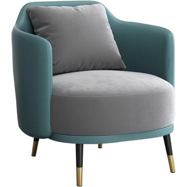 Imagem de Cadeira De Acento De Veludo Texturizado Moderna, Cadeira De Acento De Couro Pu De Meados Do Século Sofá Cadeira Com Acolchoado Macio E Encosto Alto Para Sala De Estar/quarto/escri, Orange