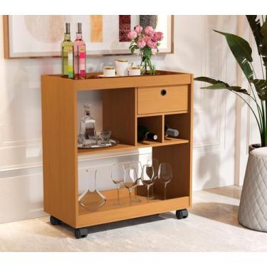 Imagem de Aparador Bar JB 4000 com Design Moderno com Rodizio - Nature - JB Move