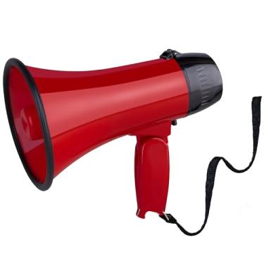 Imagem de MyMealivos Megafone Portátil Megafone Megafone Alto-Falante De 20 Watts De Potência Modos De Voz E Sirene/Alarme Com Controle De Volume E Alça (Vermelho)